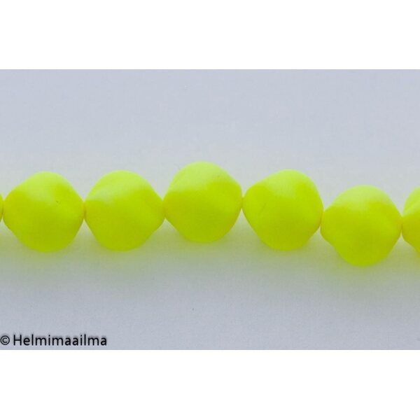 Tsekkiläinen lasihelmi nugetti n. 12 x 12 mm neonkeltainen, 10 kpl
