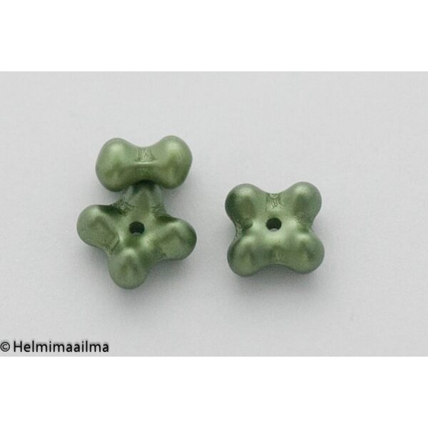 Estrela tsekkiläinen 4-apila helmiäislasihelmi 7 x 4 mm, metsänvihreä, 10 kpl