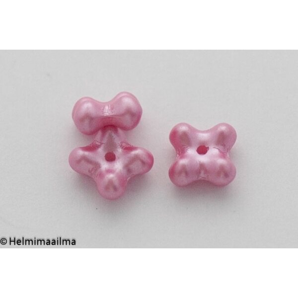 Estrela tsekkiläinen 4-apila helmiäislasihelmi 7 x 4 mm, vaaleanpunainen, 10 kpl