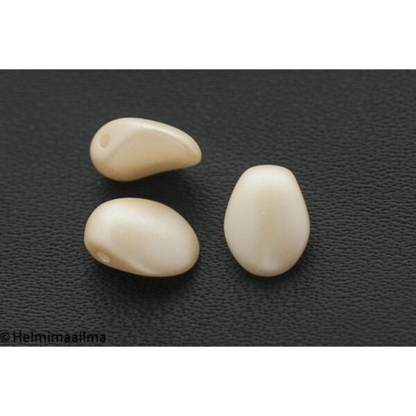 Estrela Tulppaanin terälehti helmiäislasihelmi kermanvalkoinen (ivory) 8 x 6 mm, 10 kpl