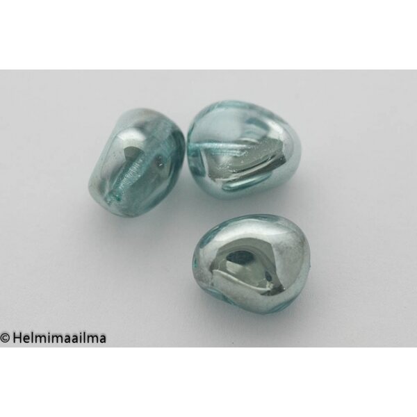 Estrela lasihelmi nugetti hento vaaleanvihreä + vaaleanvihreä kiiltäväpintainen päällyste, 15x13x10 mm, 1 pcs