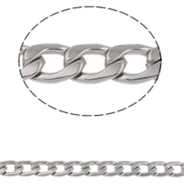 Litteä ketju ruostumatonta terästä 4.5x3x0.8mm, 1 metri