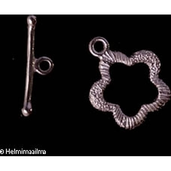 Salpalukko kukka, rengas 14 mm, salpa 17 mm, 925 sterlinghopeaa, 1 pari