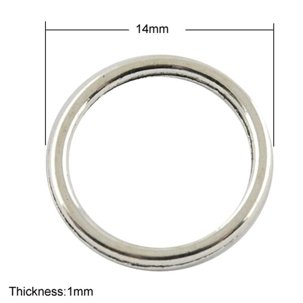 Korulinkki rengas 14 mm antiikkihopea, 10 kpl