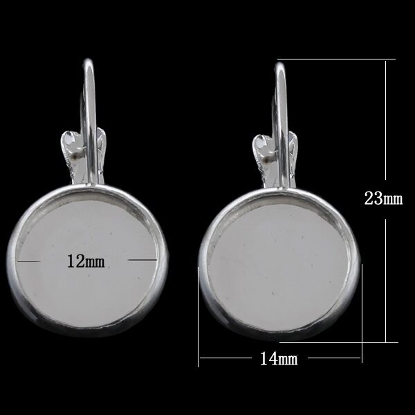 Täytettävä korvakorupohja hopeanvärinen 23 x 14 mm, pohja 12mm, 2 paria (4kpl)