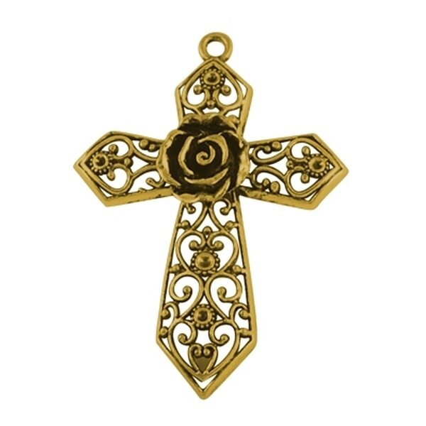 Riipus risti filigree antiikkikullan värinen 92 x 67 mm, 1 kpl