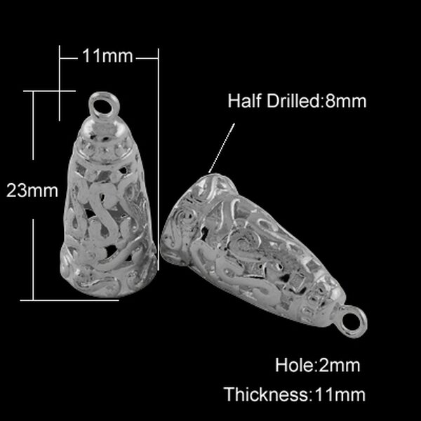 Nauhanpää filigree 23 x 11 x 11 mm hopeanvärinen, 1 kpl