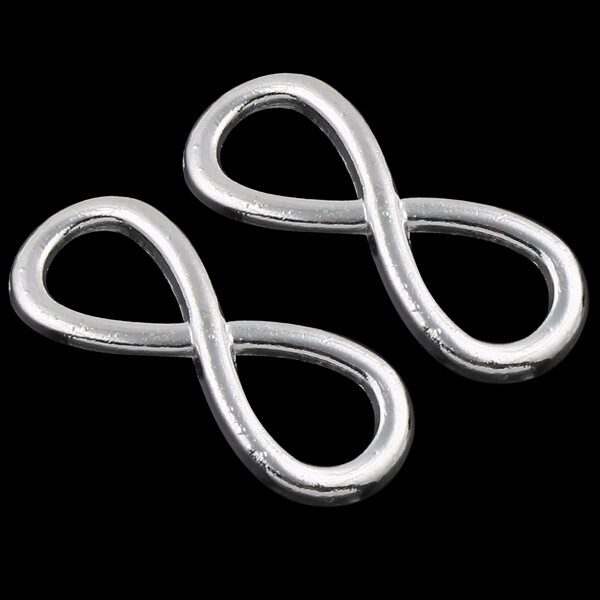 Korulinkki Eternity/Infinity hopeanvärinen 33 x 13 mm, 10 kpl