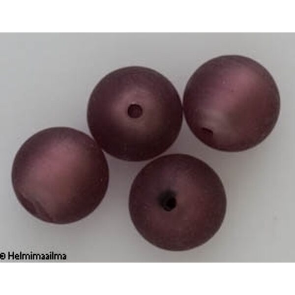 Hopeafoliohelmi huurrettu tumma ametisti pyöreä 14 mm, 1 kpl