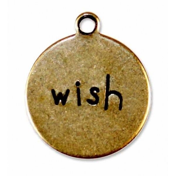 Trinity Brass riipus pyöreä "wish" 13 mm antiikkikulta, 1 kpl