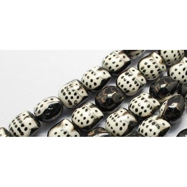 Posliinihelmi pöllö Musta n.15,5x13,5 mm, 1 kpl