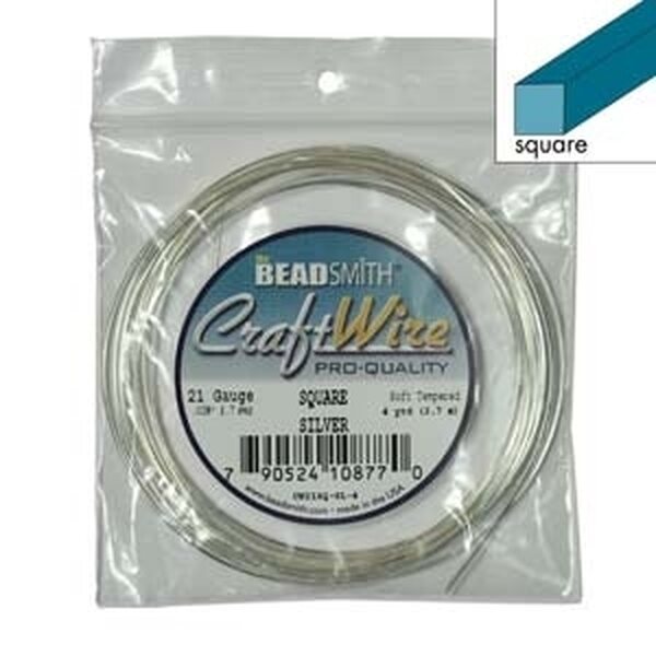 CraftWire neliölanka tummumaton hopea 0,7 mm (21 GA), 3,7 m