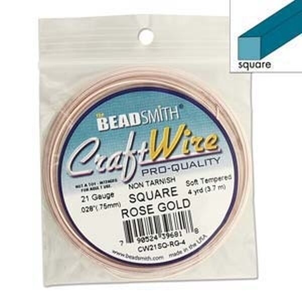 CraftWire neliölanka tummumaton ruusukulta 0,75 mm (21 GA), 3,7 m