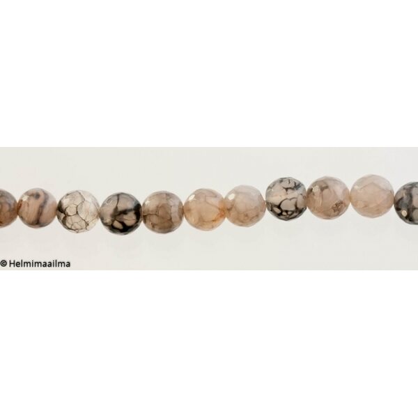 Säröakaatti harmaa-musta fasetti pyöreä 6 mm, n. 38 cm nauha