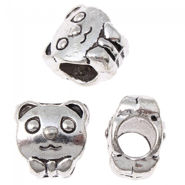 Pandora metallihelmi panda 10 x 7 mm antiikkihopea, 1 kpl