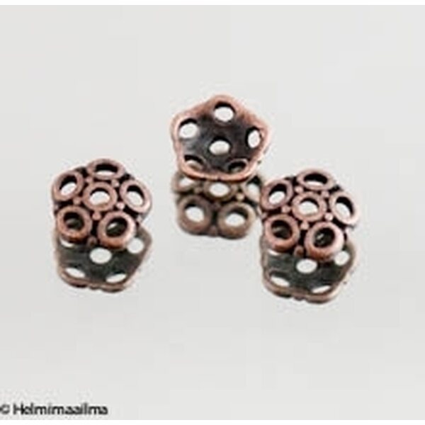 Helmihattu kupari kukka 8 mm, 10 kpl