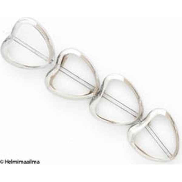 Kristallihelmi kirkas sydän 14 mm hopeanvärinen kehys, n. 33 cm nauha