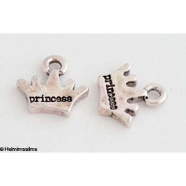 Riipus tiibetinhopeinen kruunu "Princess" n. 13x9 mm, 6 kpl