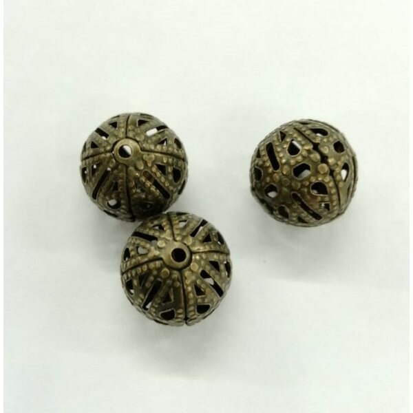 Metallihelmi filigree pallo pronssi 10 mm, 5 kpl