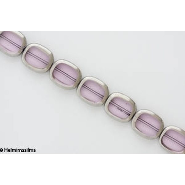 Kristallihelmi vaaleanpunainen hopeanvärinen kehys 14x12x4 mm, n. 33 cm nauha