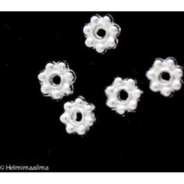 Metallihelmi hopeoitu helmirondelli 5,5 mm, 10 kpl