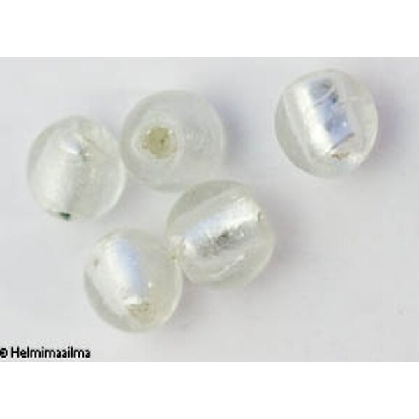 Hopeafoliohelmi pyöreä 10 mm, kirkas, 1 kpl