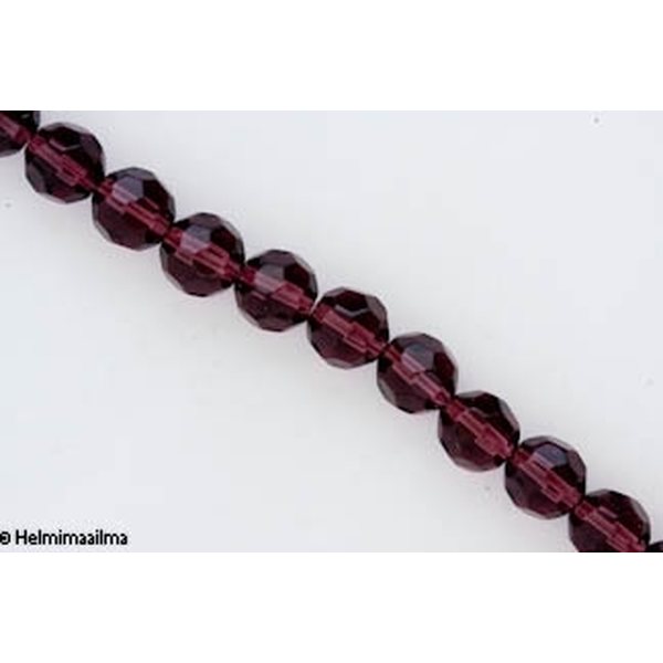 Kristallihelmi särmikäs pyöreä 10 mm, ametisti, n. 34 cm nauha