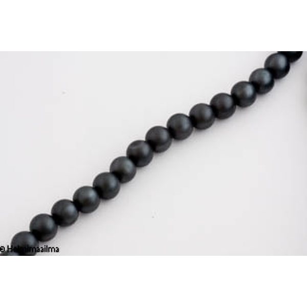 Lasihelmi mattapintainen pyöreä 12 mm, tummanharmaa, n. 81 cm nauha