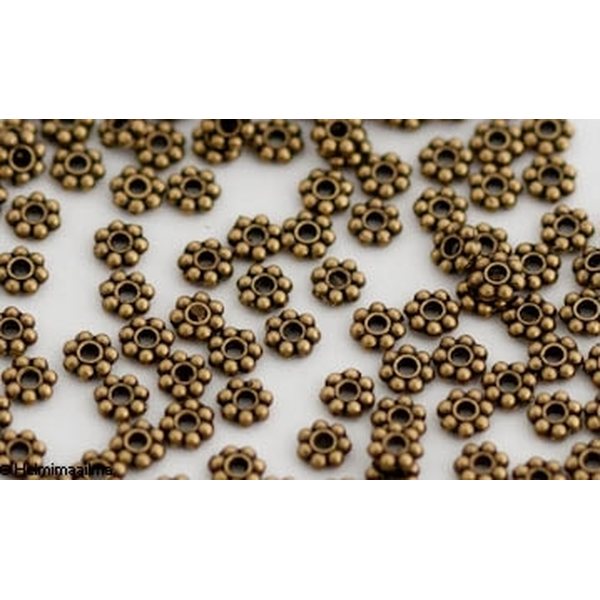 Metallihelmi välihelmi pronssinen kukkarondelli 4 mm, 10 kpl