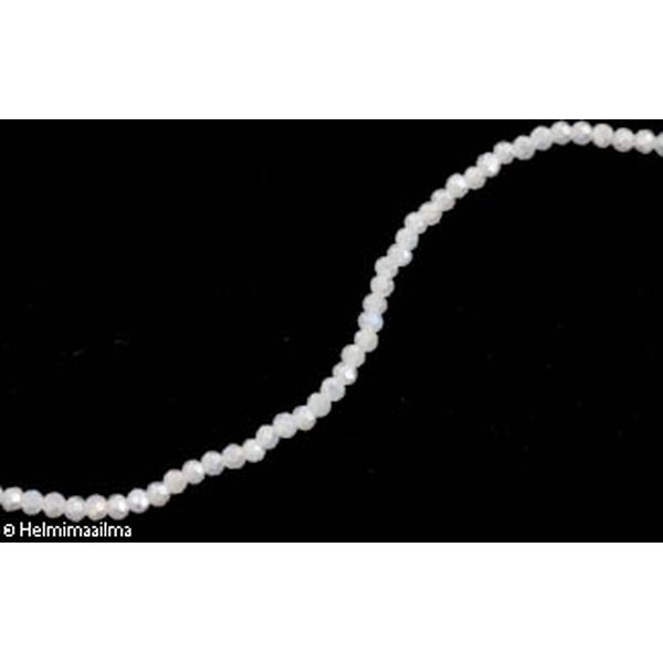 Tsekkiläinen kristallihelmi särmikäs pyöreä 4 mm, valkoinen AB, n. 33 cm nauha