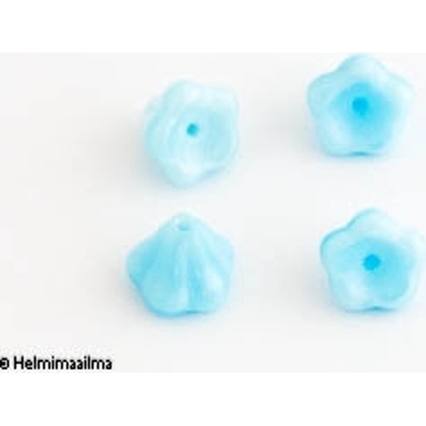 Tsekkiläinen lasihelmi kellokukka 8 x 10 mm, vaaleansininen, 5 kpl