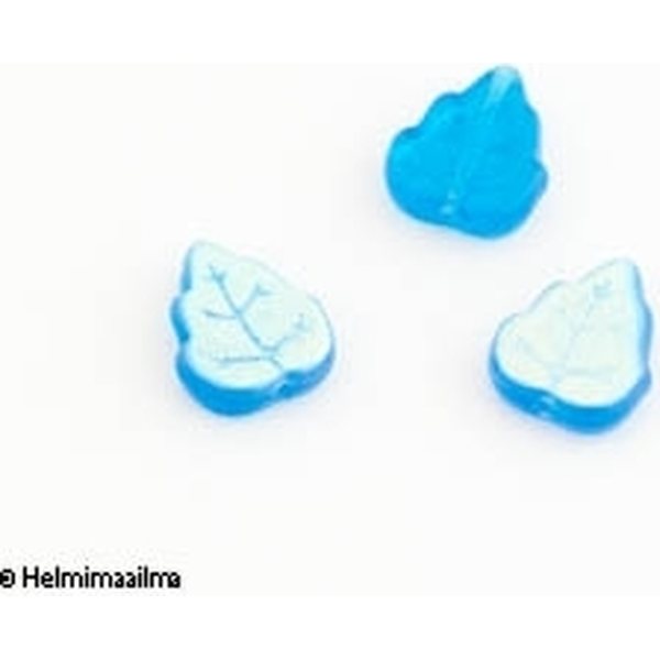 Tsekkiläinen lasihelmi lehti 12 x 10 mm, turkoosinsininen + AB, 5 kpl