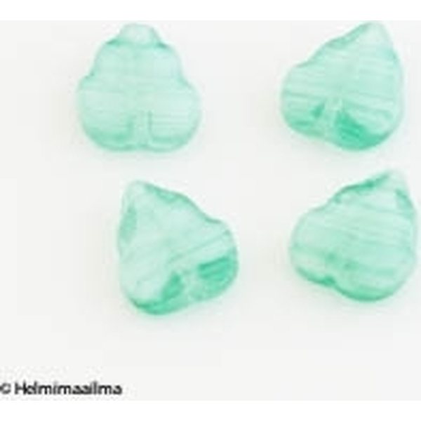 Tsekkiläinen lasihelmi lehti 10x9 mm, vaaleanvihreä, 5 kpl