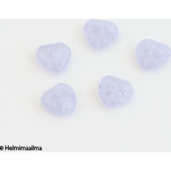 Tsekkiläinen särölasihelmi sydän vaalea liila 10 mm, 5 kpl