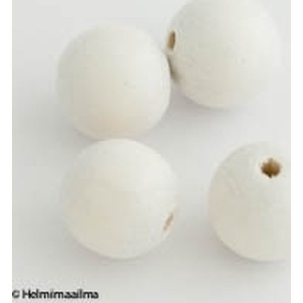 Preciosa Tsekkiläinen puuhelmi valkoinen pyöreä 16 mm, 5 kpl