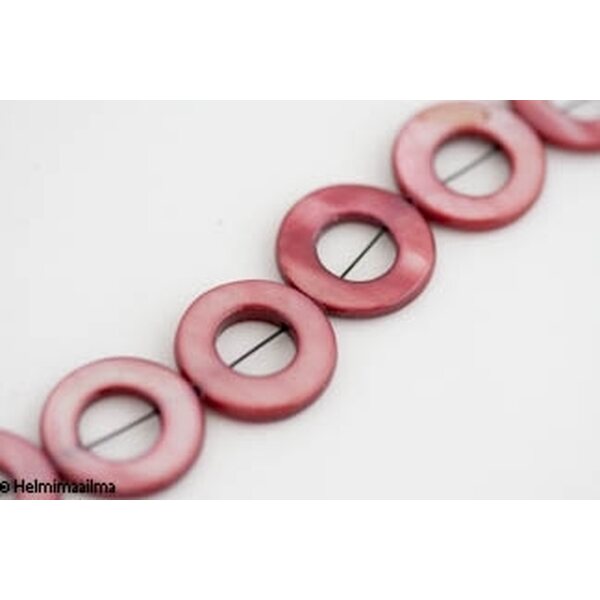 Simpukankuorihelmi pyöreä korallinpunainen 20 mm, 1 kpl