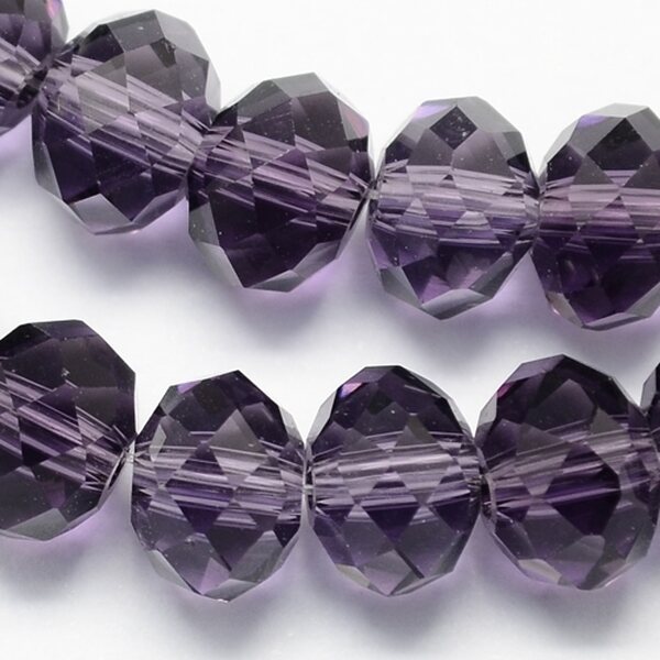 Lasihelmi fasetti abakus violetti 8 x 6 mm, 10 kpl