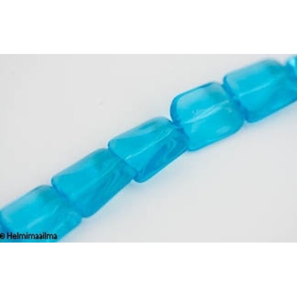 Lasihelmi kierteinen suorakulmio 15x18 mm turkoosi, 5 kpl