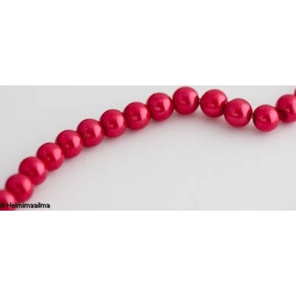 Helmiäislasihelmi pyöreä 8 mm, punainen, n. 81 cm nauha