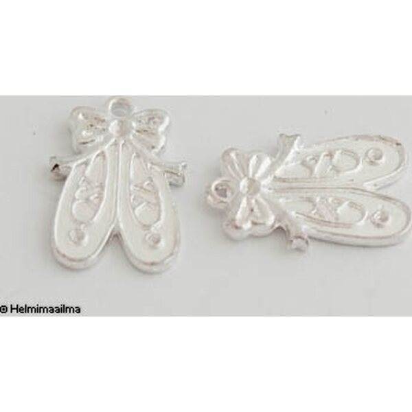 Riipus kengät/balettitossut hopeanvärinen 20x13 mm, 5 kpl