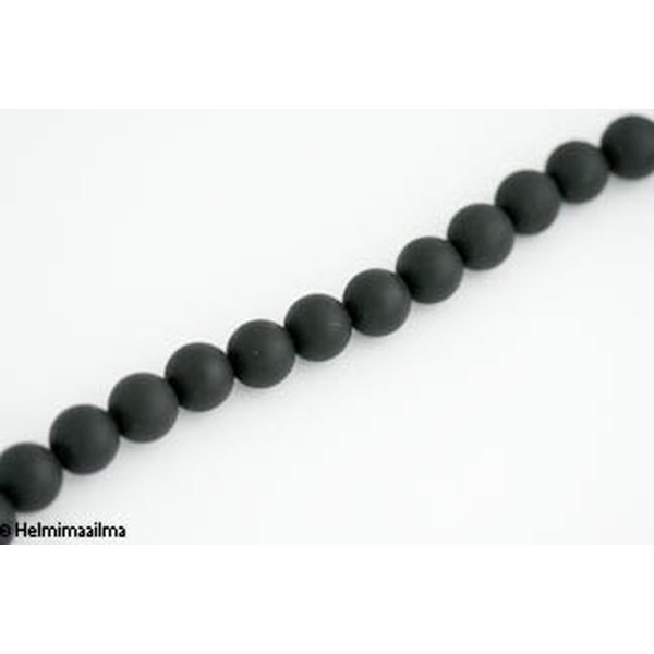 Musta kivi matta pyöreä 12 mm, n. 40 cm nauha