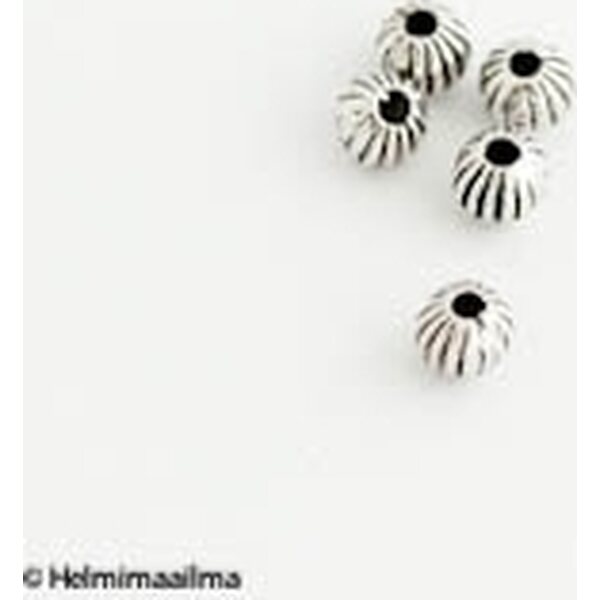 Metallihelmi tiibetinhopeinen pyöreä uurrettu 4 mm, 20 kpl