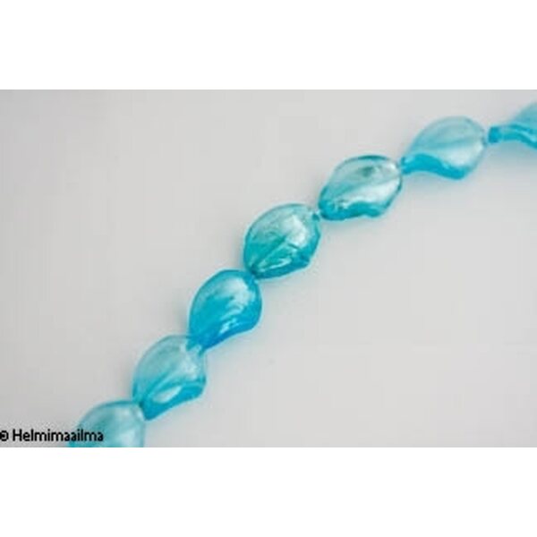 Hopeafoliohelmi twist turkoosi n. 15x20 mm, 1 kpl