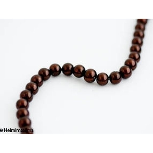 Helmiäislasihelmi pyöreä 8 mm, suklaanruskea, n. 81 cm nauha