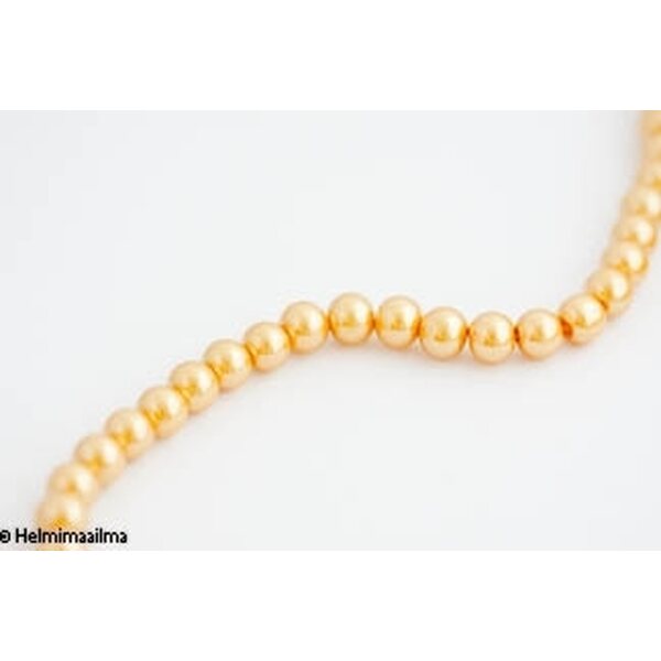 Helmiäislasihelmi pyöreä 8 mm, kulta, n. 81 cm nauha