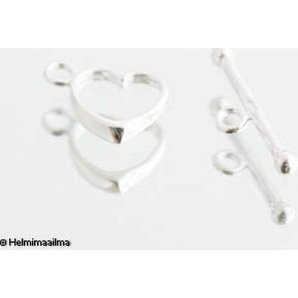 Salpalukko sydän 10 mm, salpa 19 mm, 925 sterlinghopeaa, 1 pari