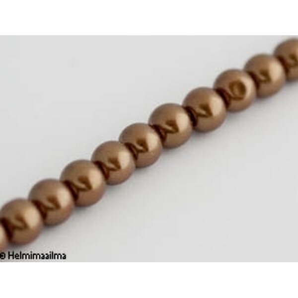 Helmiäislasihelmi pyöreä 8 mm, kullanruskea, n. 81 cm nauha