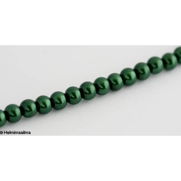 Helmiäislasihelmi pyöreä 8 mm, tummanvihreä, n. 81 cm nauha