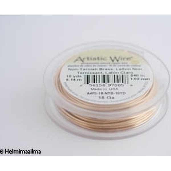 Artistic wire kuparilanka 1,02 mm (18 GA) tummumaton messinki 9,1 m puola