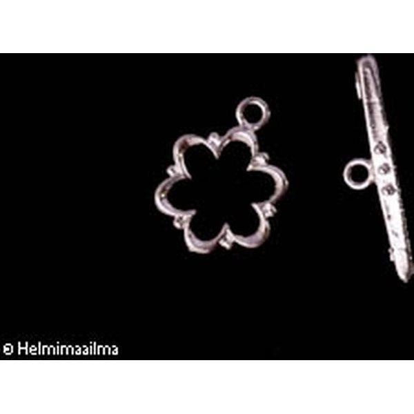 Salpalukko kukka, hopean värinen, halk. 14 mm, salpa 24 mm, 1 pari